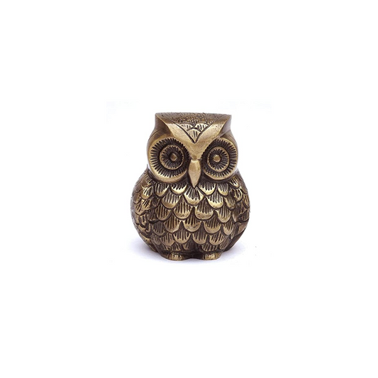 Brass Handicraft Owl Vaastu Symbol of Good Luck, Wisdom ! Protection Decorative Showpiece Statue | Home & Office Decor