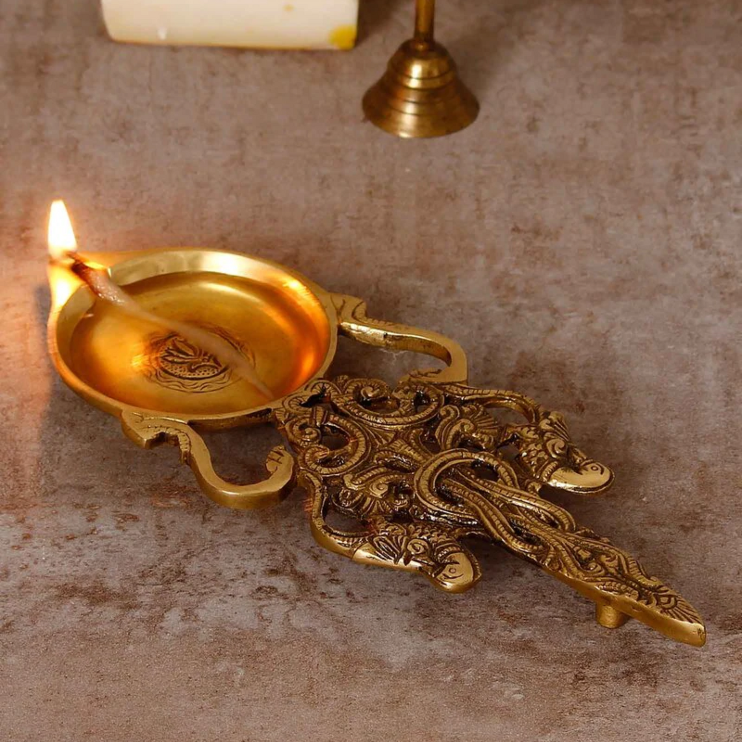 Brass Aarthi diya; large Aarti diya /dhoop stand Brass spoon/ Premium brass product